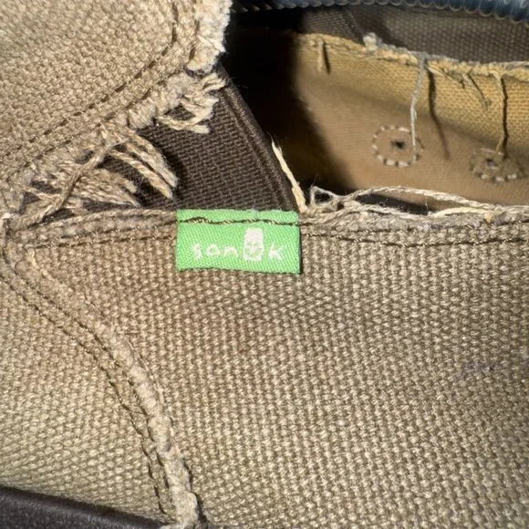 Sanuk Mens 14 Vagabond Sidewalk Surfer Brown Canvas Lightweight Loafer Shoes - Picture 4 of 9